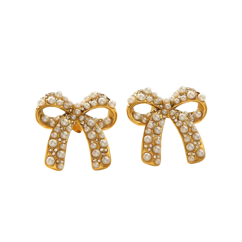 Pearl ribbon earrings