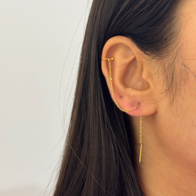Threader earrings with earcuffs