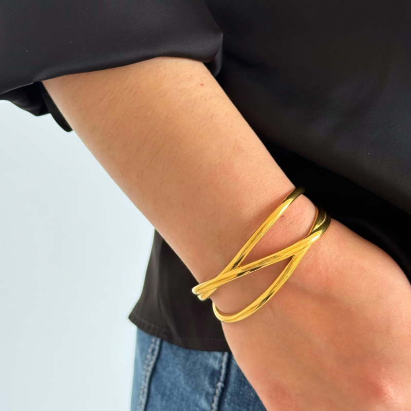 Multi-line cuff bracelet