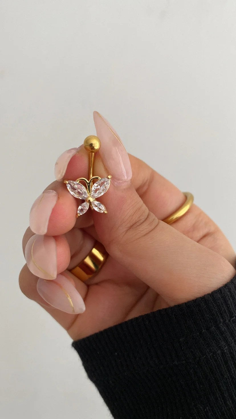 Butterfly belly ring
