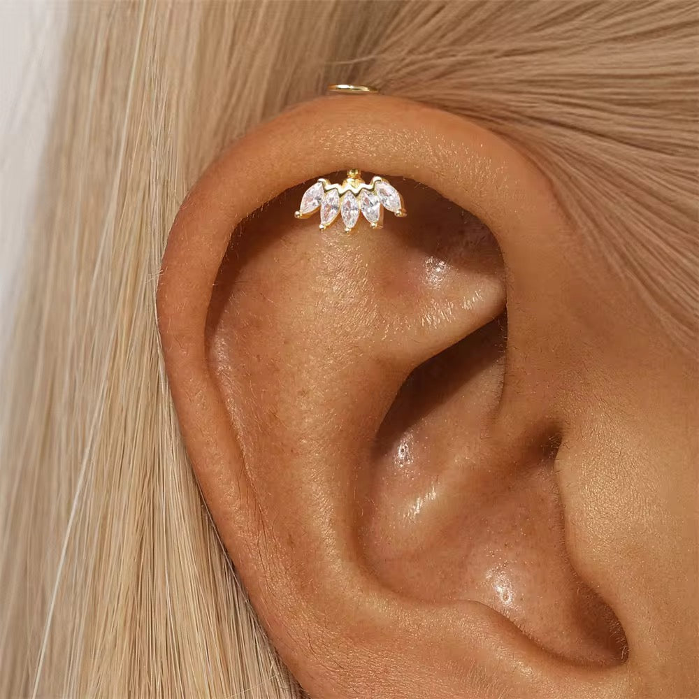 Five leaf helix bugadi earrings