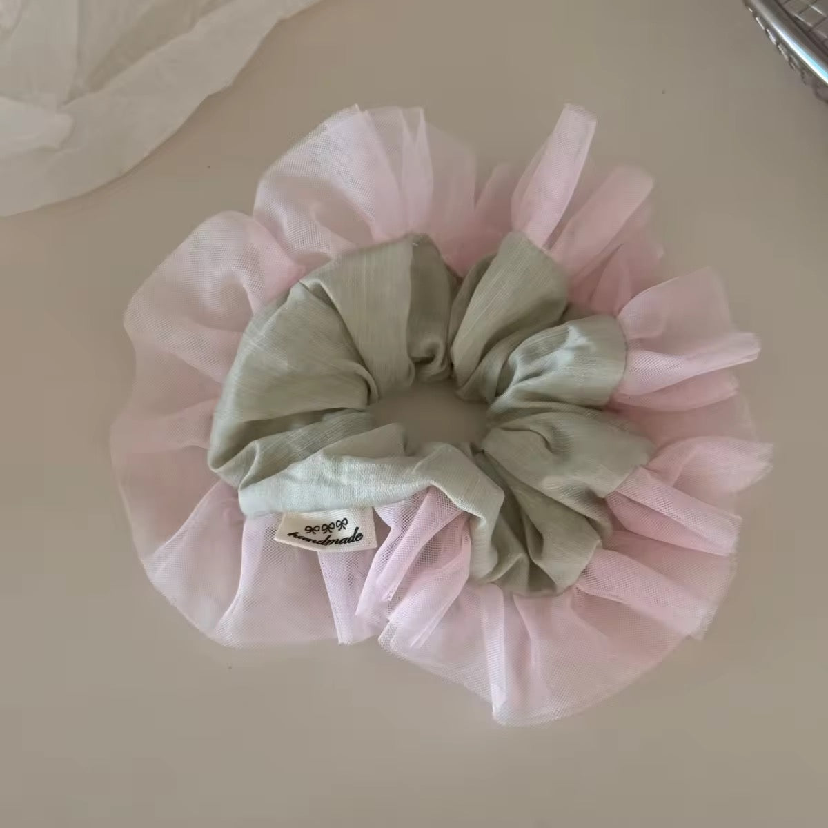 Strawberry matcha Ruffle scrunchie