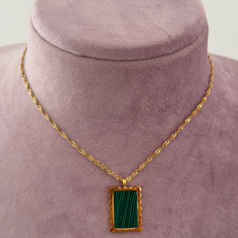 Green tag necklace