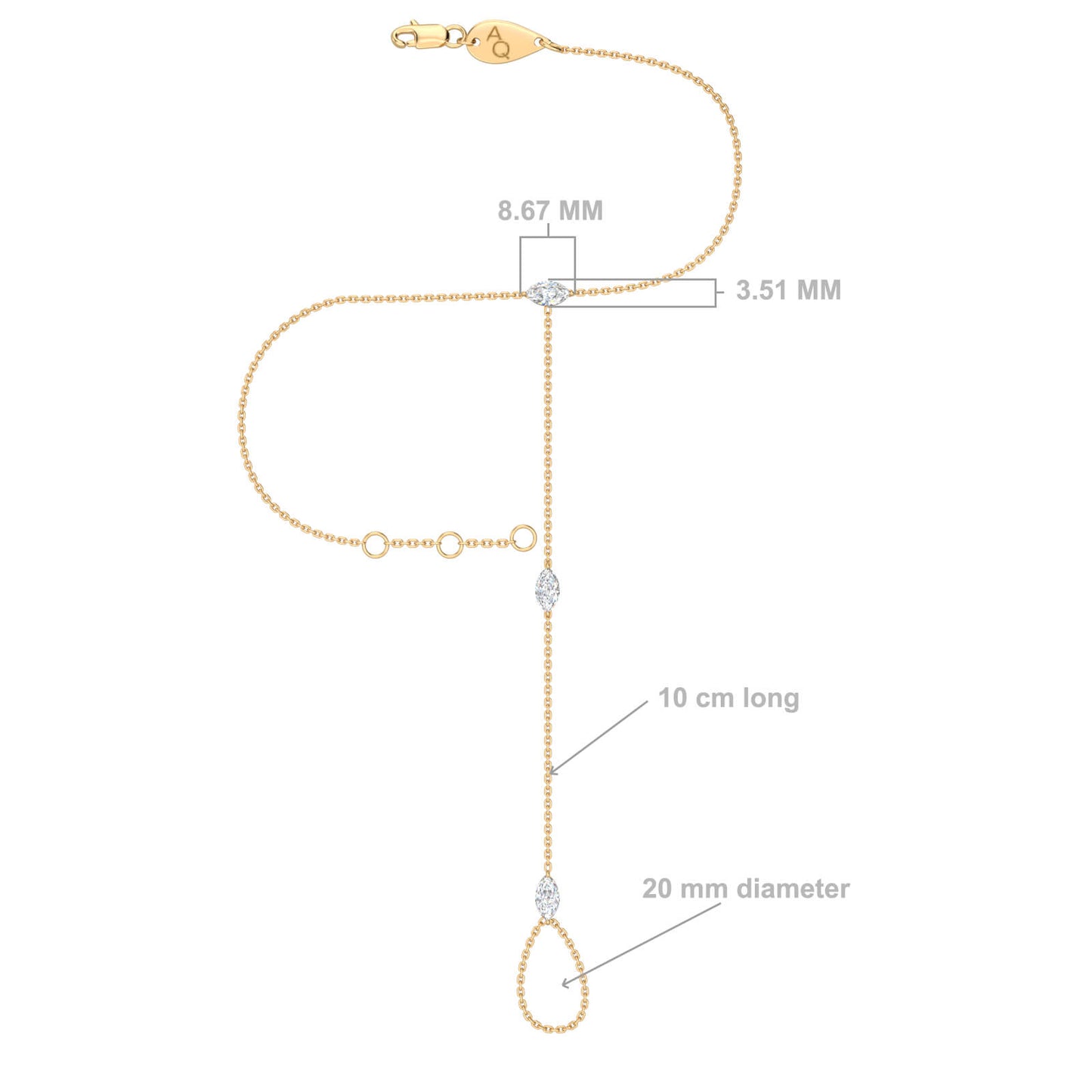 Marquise handchain bracelet