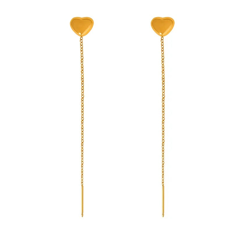 Puffed Heart Threader earrings
