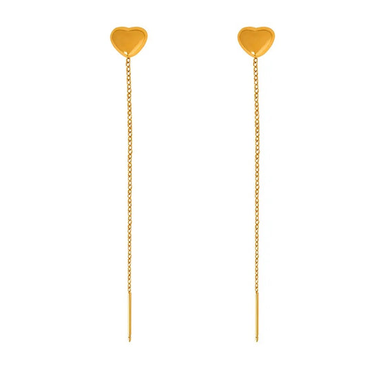 Puffed Heart Threader earrings