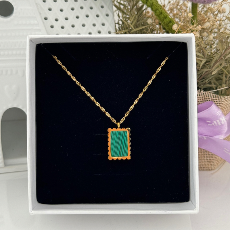 Green tag necklace