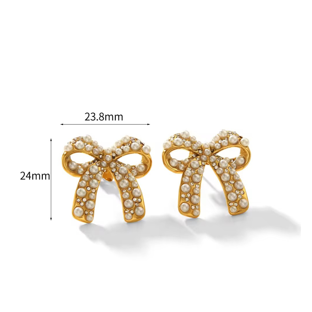 Pearl ribbon earrings