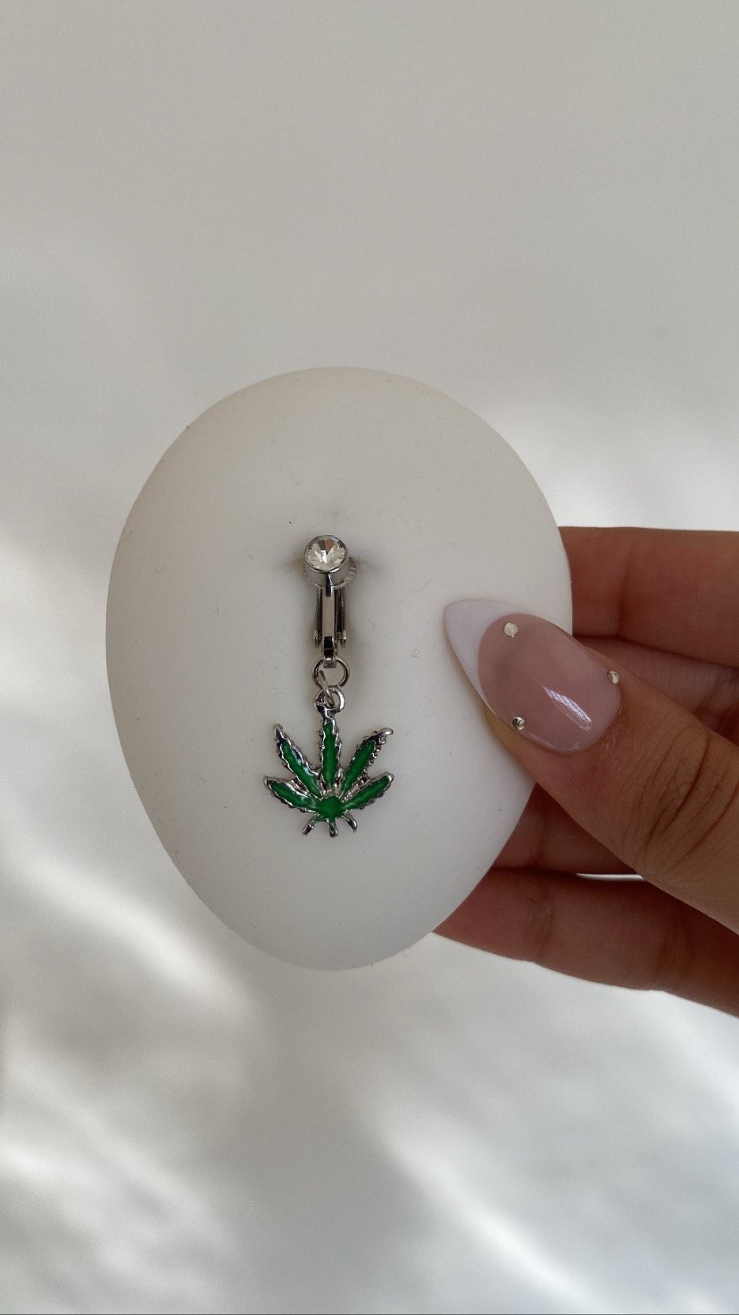 Weed faux belly ring