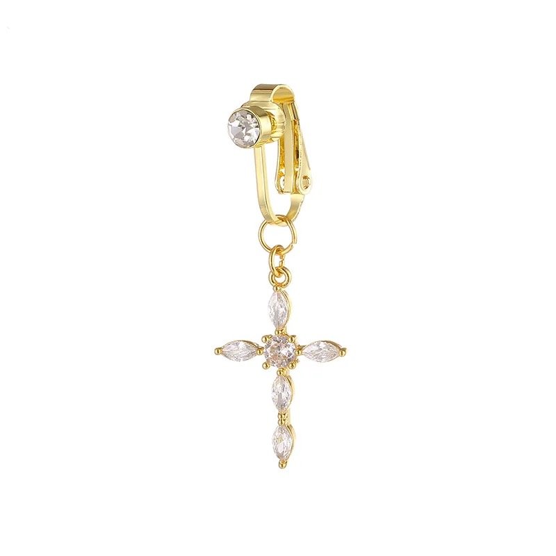 Cross faux belly ring