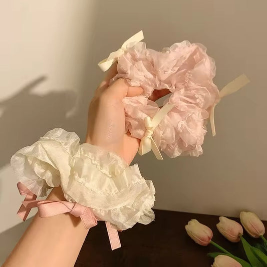 Pink plush scrunchie