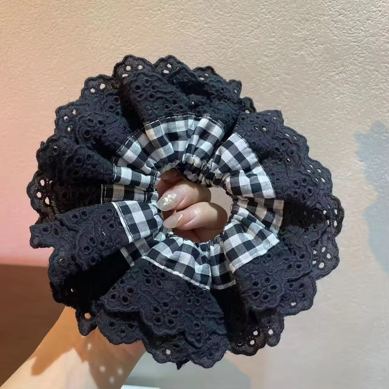 Giant check scrunchie