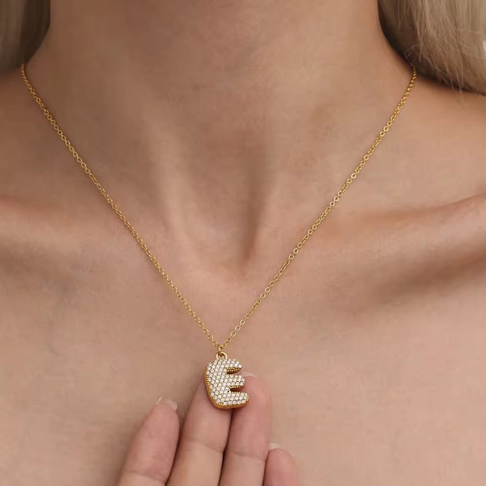 Bubble initial necklace