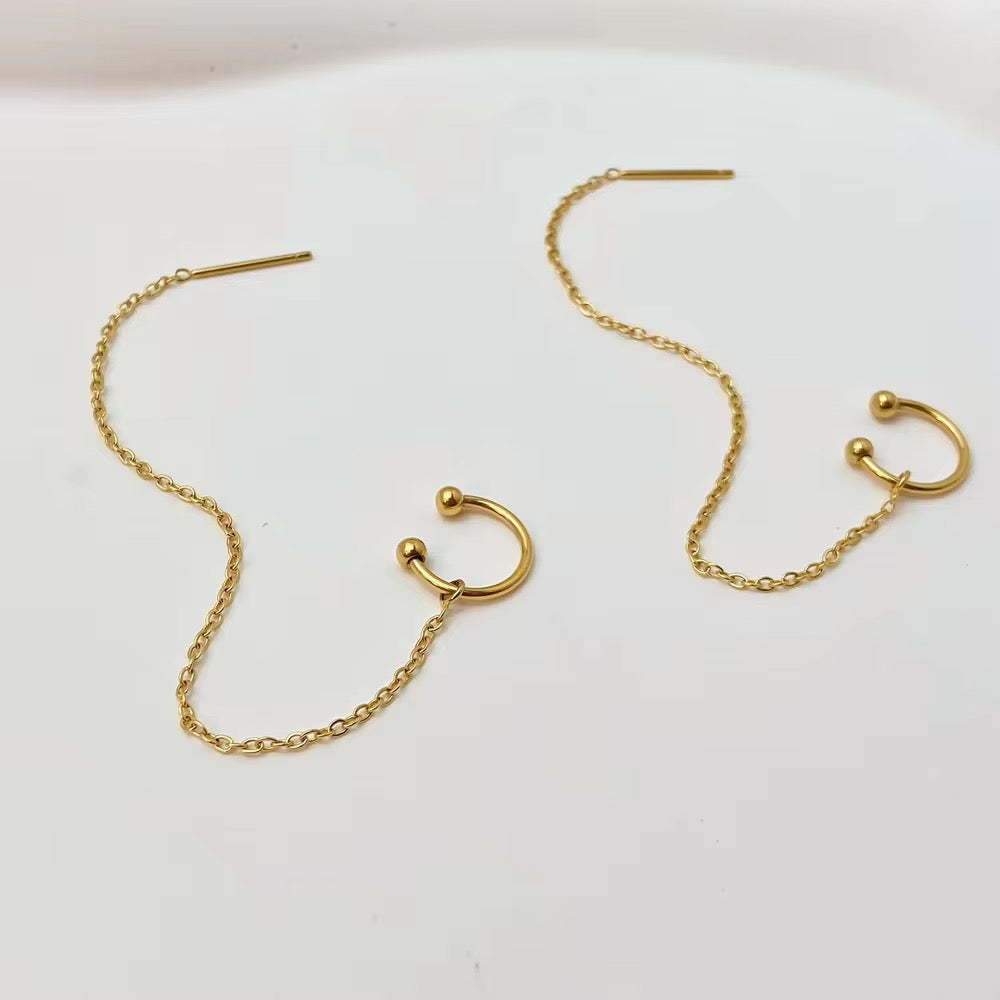 Threader earrings with earcuffs