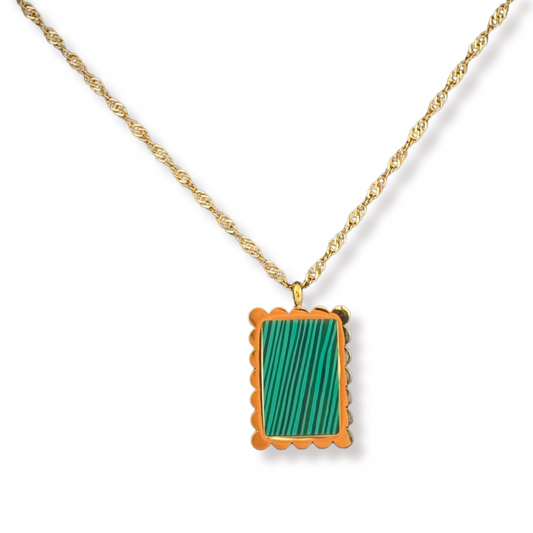 Green tag necklace