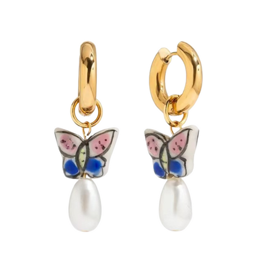 Butterfly charm dangle earrings