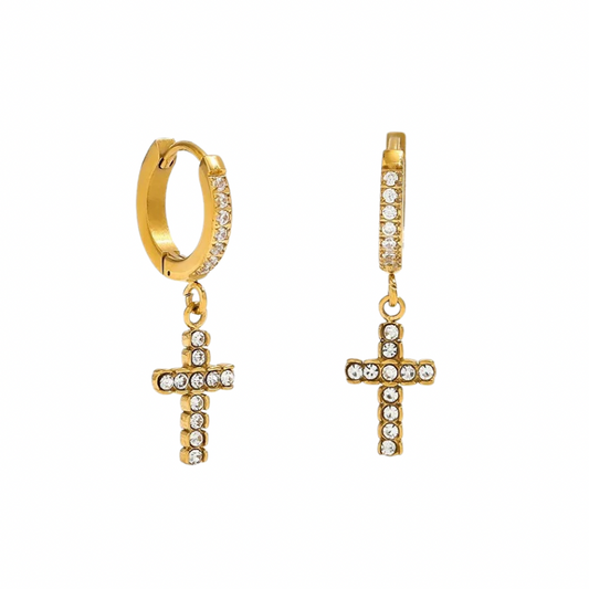 Cross bali hoop earrings