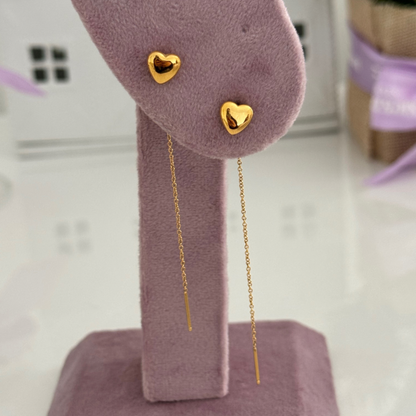 Puffed Heart Threader earrings