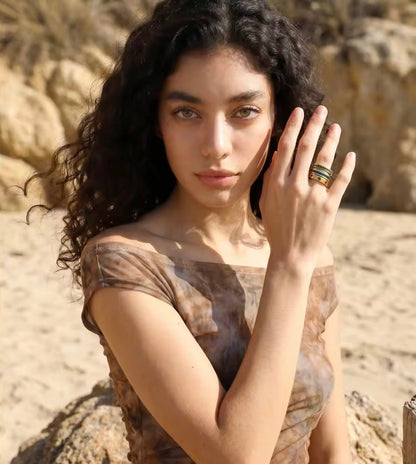 Emerald stack ring