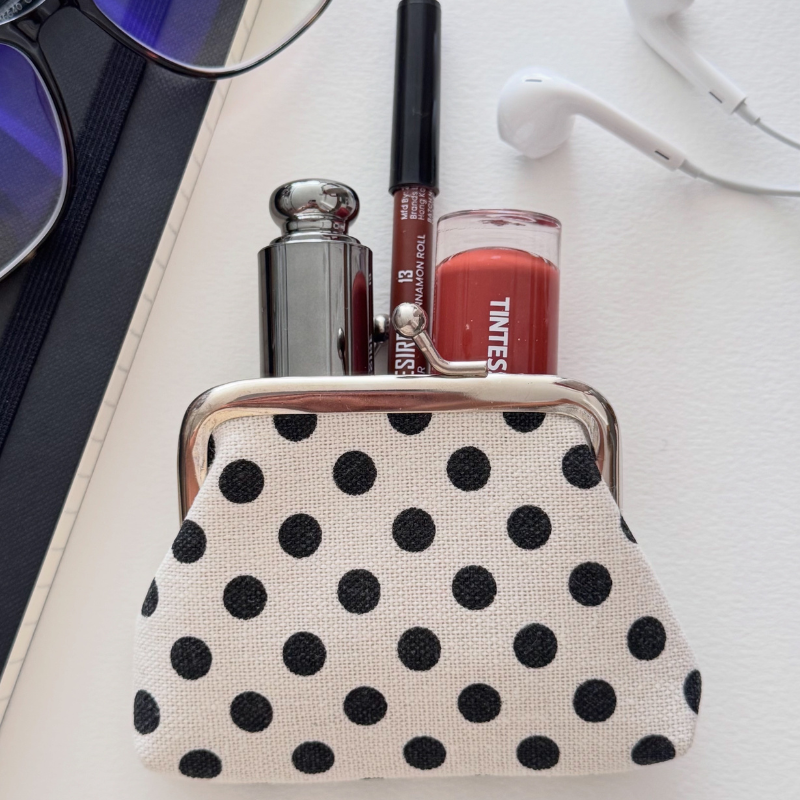 Polka dot coin pouch