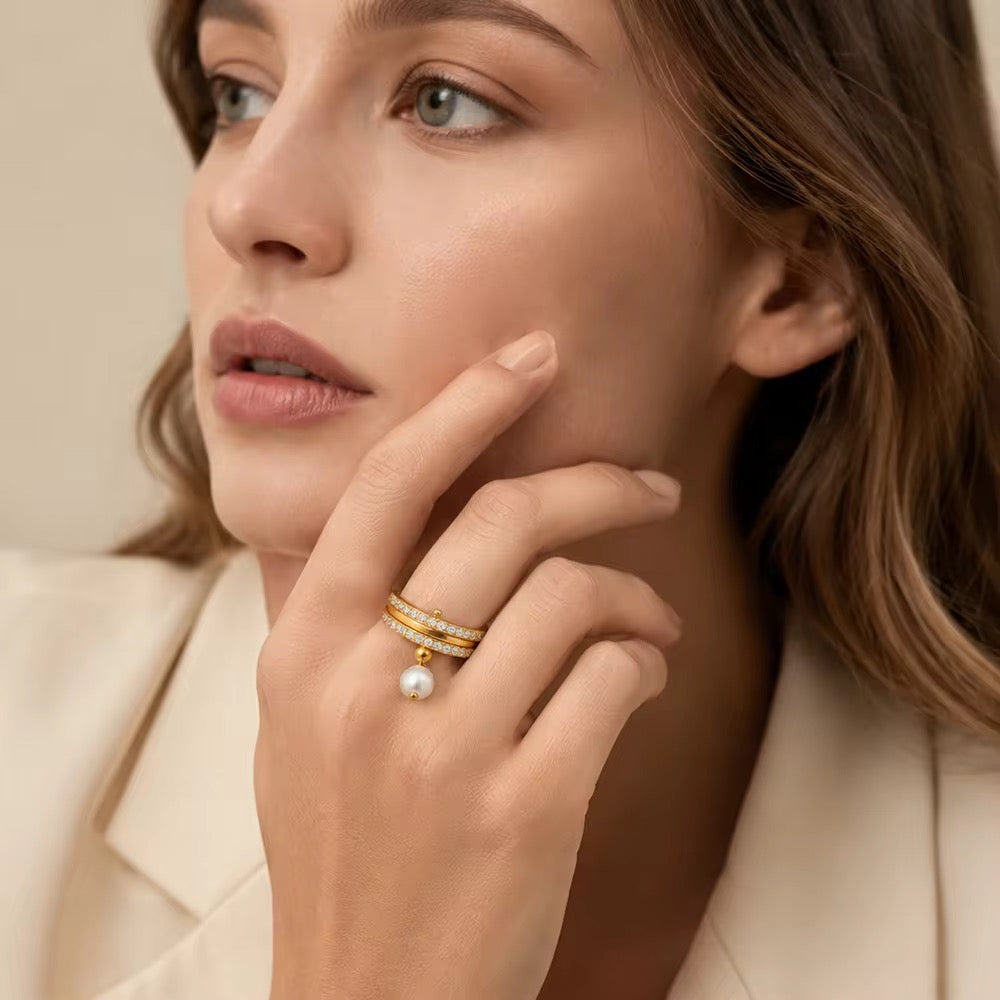 Peace stacked ring