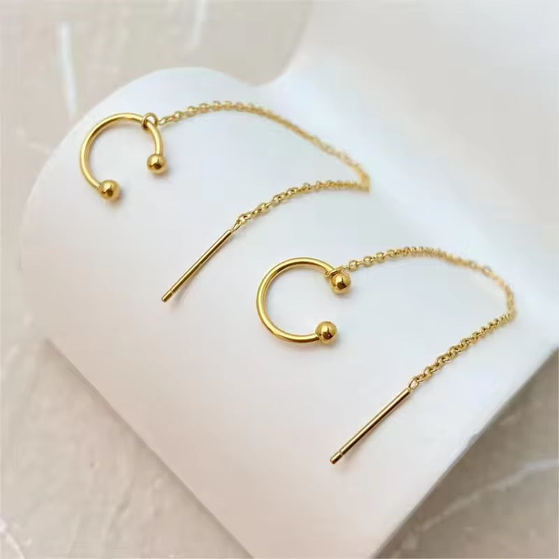 Threader earrings with earcuffs