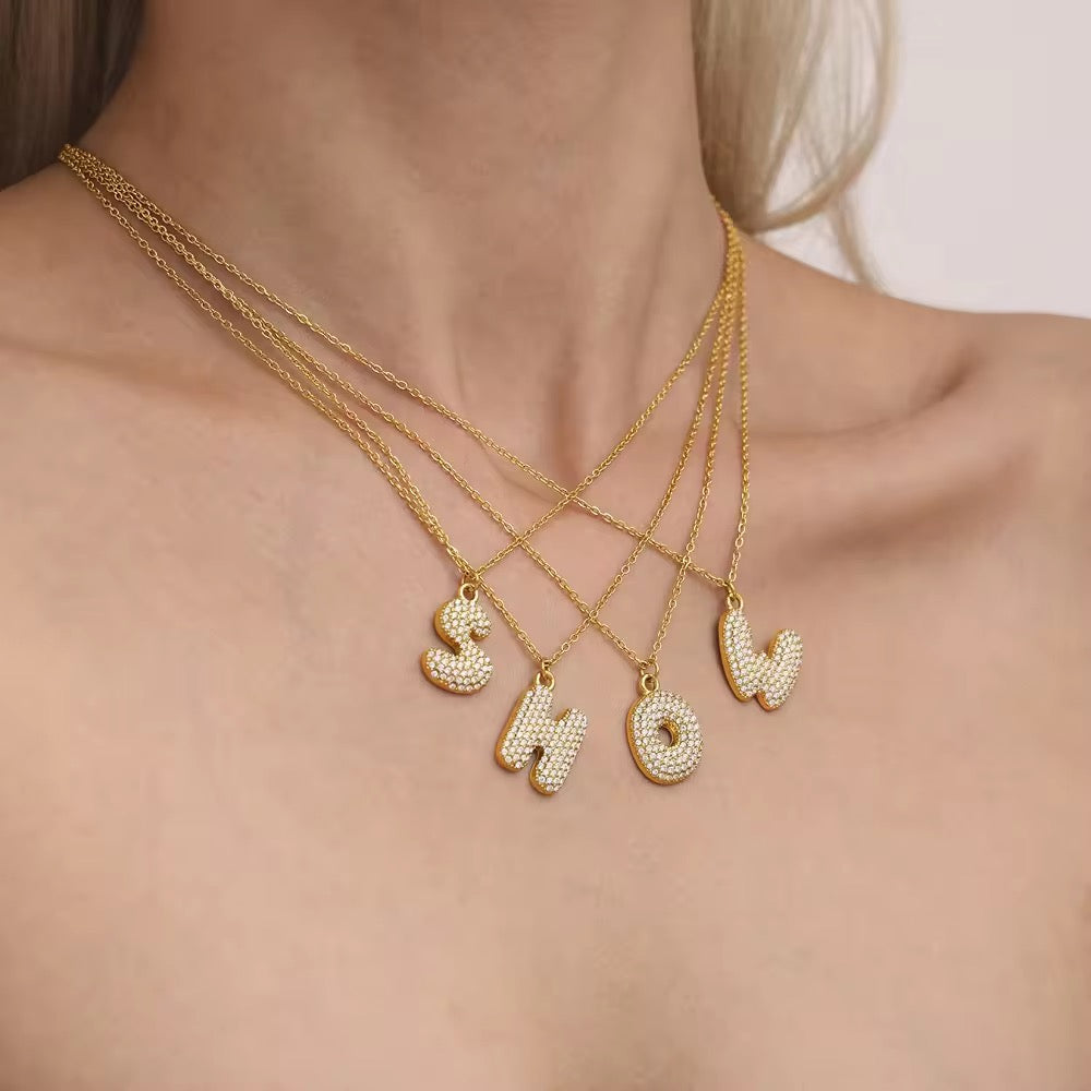 Bubble initial necklace