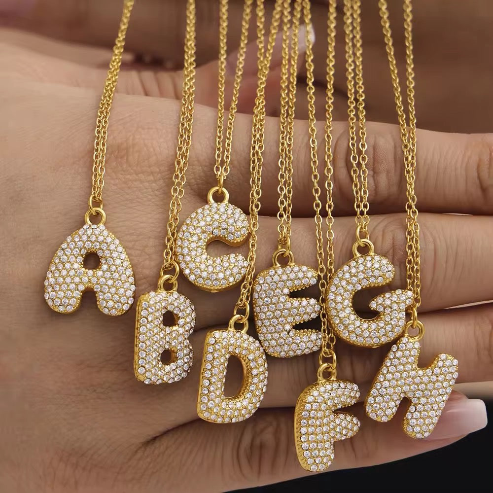 Bubble initial necklace