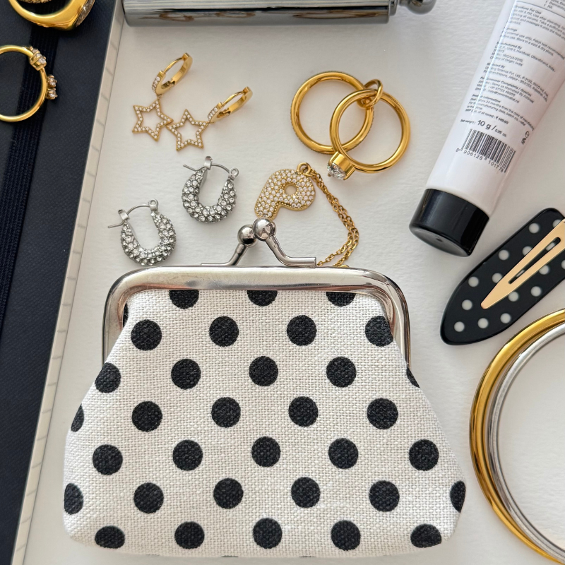 Polka dot coin pouch