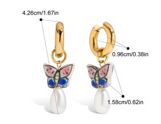 Butterfly charm dangle earrings