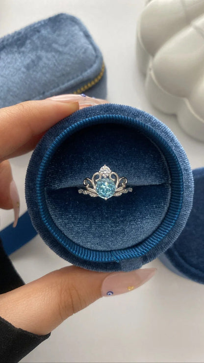 Blue princess cut ring