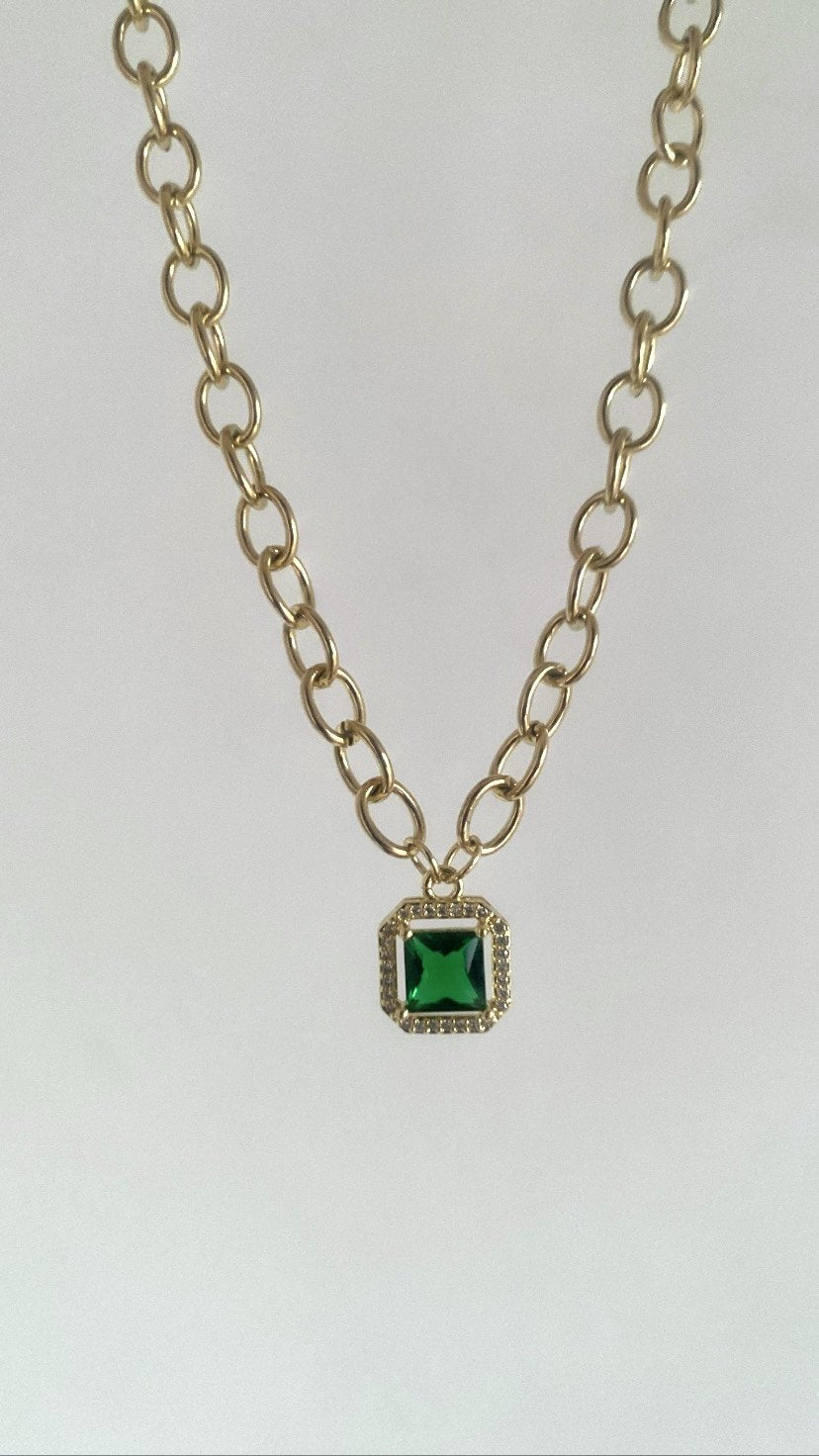 Green galaxy necklace